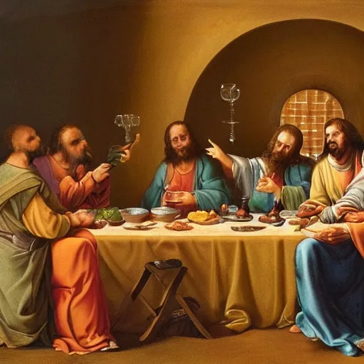 Image similar to the lord's supper with undeads instead of humans