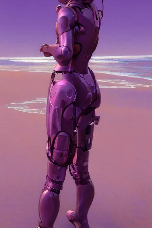 Prompt: nicholas braun robotic clothes in the beach purple sun, pink lighting ultra realistic photorealistic highly detailed high quality, a stunningly, digital painting, artstation, concept art, smooth, sharp focus, illustration, art by artgerm and greg rutkowski and alphonse mucha 8 k