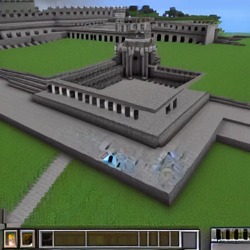 Image similar to castel sant angelo made in minecraft, screenshot