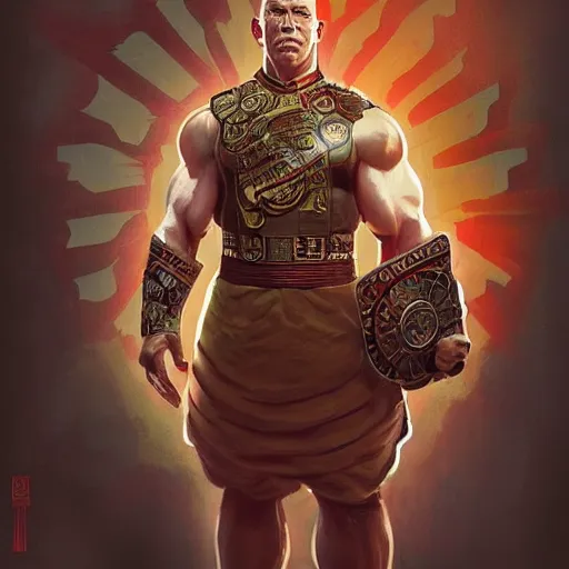 Prompt: portrait of John Cena as Xi Jinping, accurate, intricate, headshot, highly detailed, digital painting, artstation, concept art, sharp focus, illustration, art by artgerm and greg rutkowski and alphonse mucha