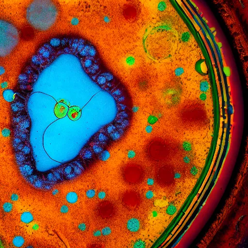 Image similar to a close up of a petri dish with a culture on it, a microscopic photo by kurt roesch, shutterstock contest winner, neoplasticism, creative commons attribution, macro photography, dye - transfer