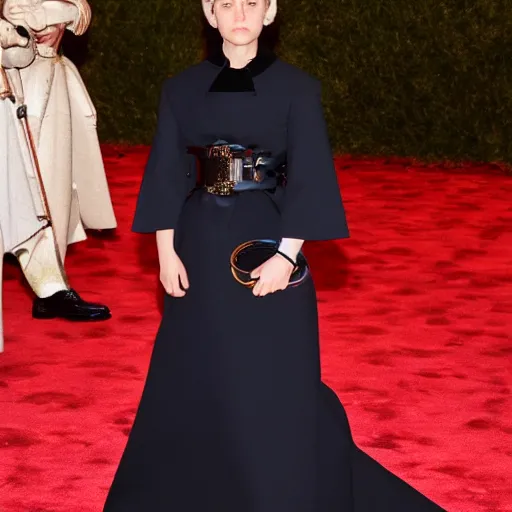 Image similar to photo of joan of arc at the met gala