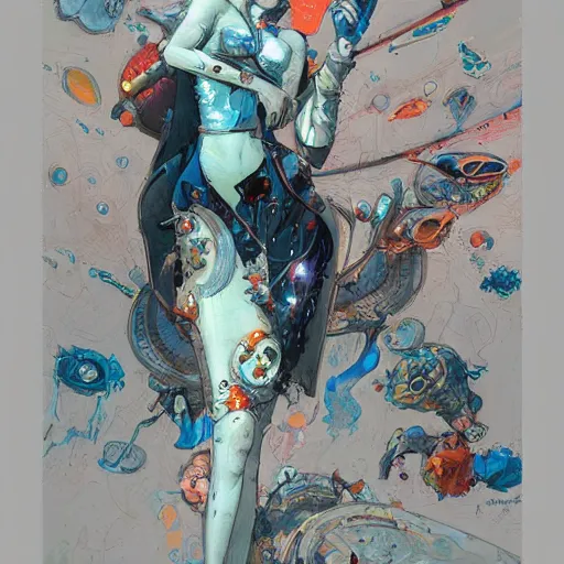 Image similar to a painting in the style of james jean and in the style of stephan martiniere.