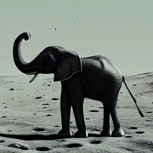 Image similar to an elephant astronaut on the moon