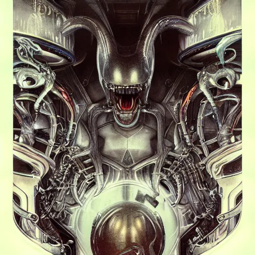 Prompt: mickey mouse xenomorph chimera lurkin in dark room portrait, designed by h. r. giger, highly intricate detailed 8 k ultrarealistic octane render by artgerm and rutkowski and mucha