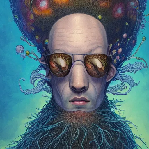 Image similar to fungus mohawk projector portrait by gaston bussierre and charles vess and james jean and erik jones and rhads, inspired by rick and morty, epic, funny, huge scale, beautiful fine face features, intricate high details, sharp, ultradetailed