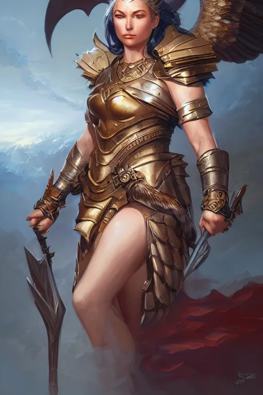 Image similar to amazon valkyrie athena, d & d, fantasy, portrait, highly detailed, headshot, digital painting, trending on artstation, concept art, sharp focus, illustration, art by artgerm and greg rutkowski and magali villeneuve