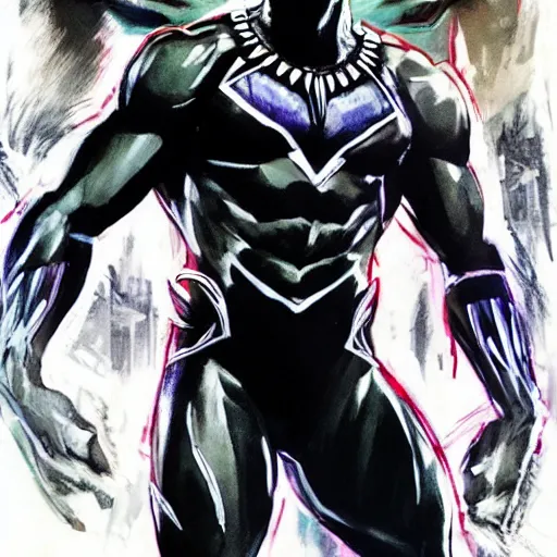 Image similar to chadwick boseman black panther, yoji shinkawa, tattoo design