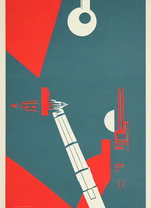 Prompt: a mid - century modern poster, screen printed, textured, paper texture, for star wars by saul bass