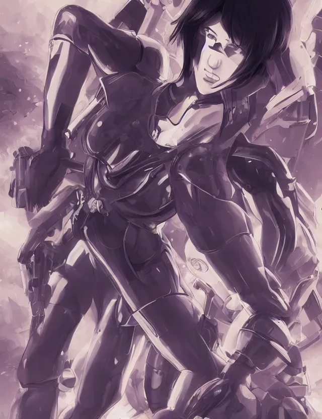 Image similar to a fullbody portrait of motoko kusanagi the major ghost in the shell : : stand alone complex, under repairs, maintenance : : by ilya kuvshinov, rossdraws, artgerm, sola digital arts, anti aliasing, raytracing : :