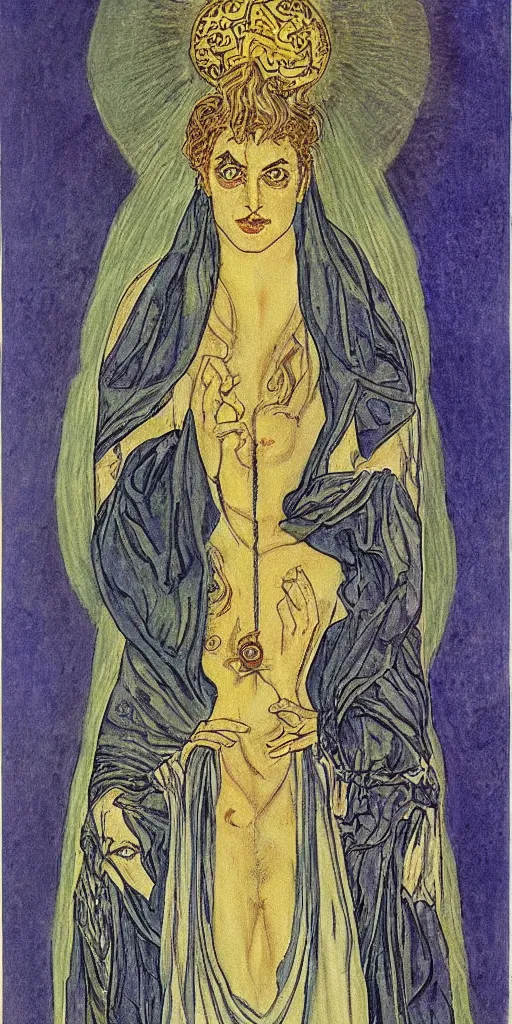 Image similar to the high priestess tarot card by austin osman spare