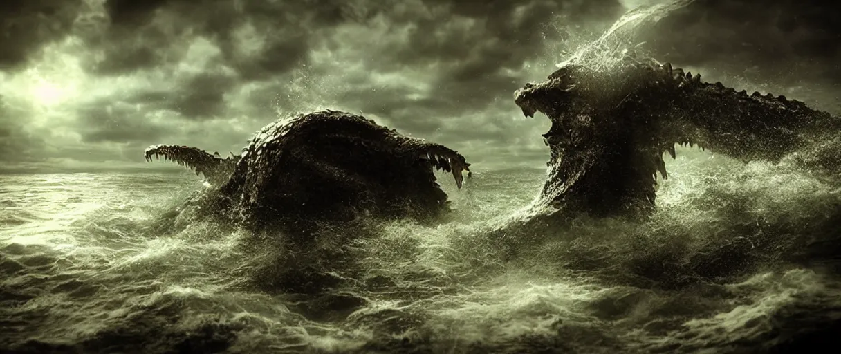 Image similar to ocean monster dramatic lighting cinematic extremely high detail foto realistic cinematic lighting post processed