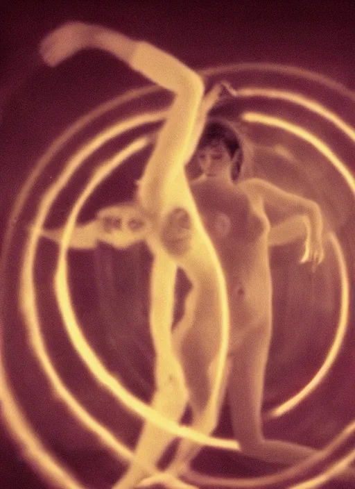 Image similar to a symmetrical female astral projection, liquid glowing aura, motion blur, film grain, cinematic lighting, experimental film, shot on 1 6 mm