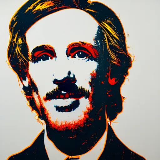 Image similar to yannic kilcher silk screen portrait by andy warhol, butcher billy style