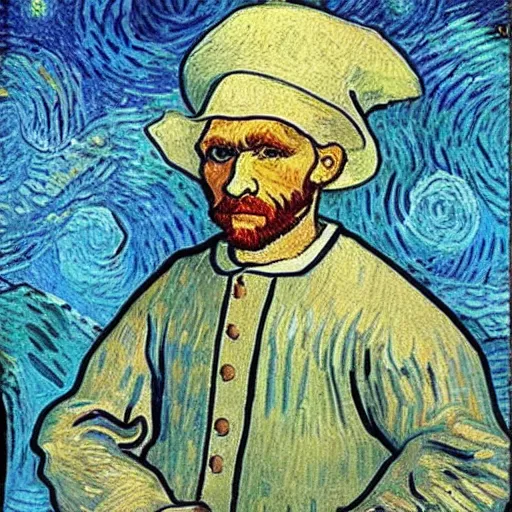 Prompt: christopher columbus painted by van gogh