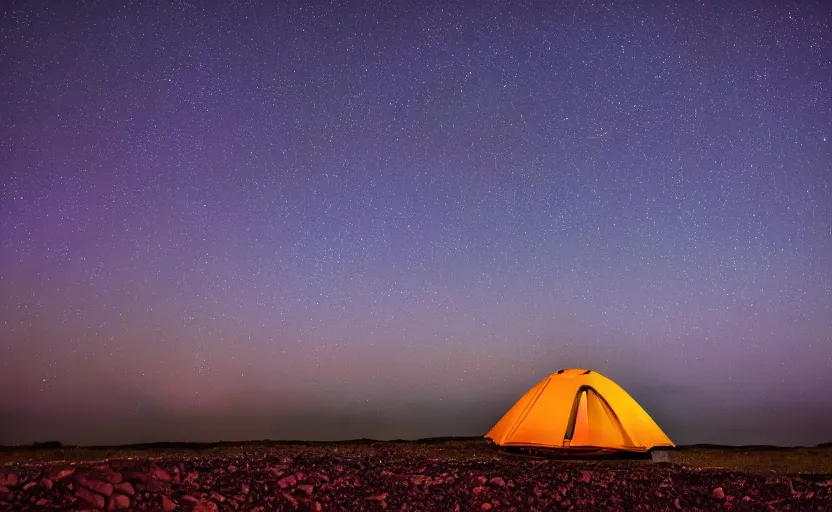 Image similar to night photography of a tent with nebulas in the sky