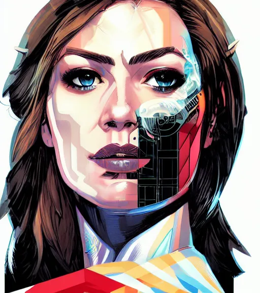 Image similar to portrait of a female android, by DC comics and Sandra Chevrier, 4k