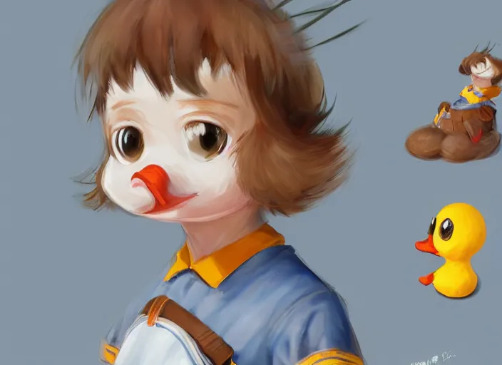 Prompt: detailed concept art of a cute iconic anthropomorphic little duck character wearing a sailor suit by wlop on bcy. net, realistic. detailed feathers, art by cheng yi. artstationhd, artgerm, disney