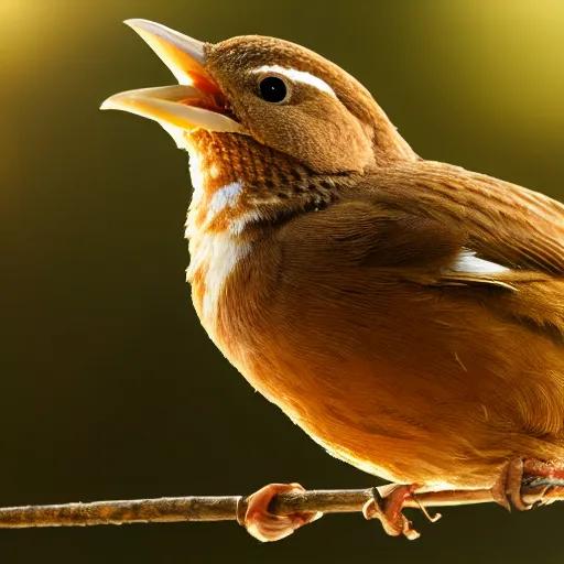 Prompt: closeup of a spanish wren bird in avila, chochin, green fields pinetrees, summer season, 4 k, midday light, concept art, by wlop, ilya kuvshinov, artgerm, krenz cushart, greg rutkowski, pixiv. cinematic dramatic atmosphere, sharp focus, volumetric lighting, cinematic lighting, studio quality