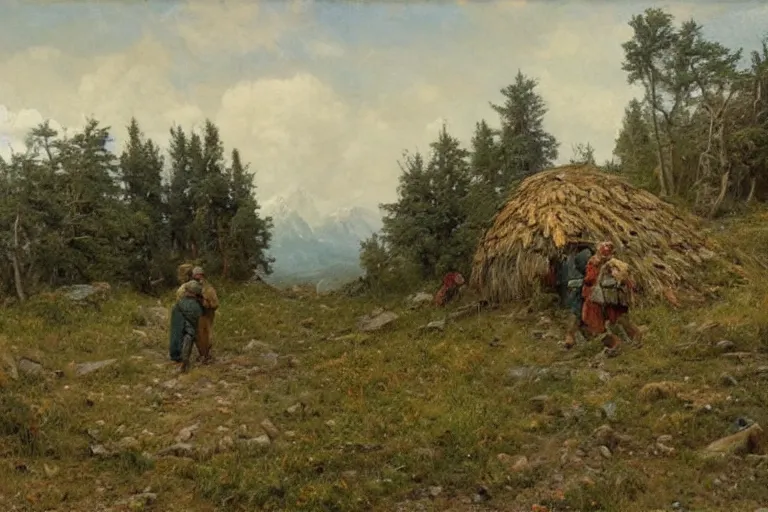 Image similar to Meeting of the Walking Castle and the Hut on Chicken Legs, Shishkin