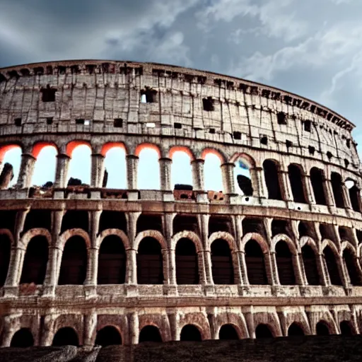 Image similar to 8 k hd detailed octane render of a gladiator duel in the roman colosseum