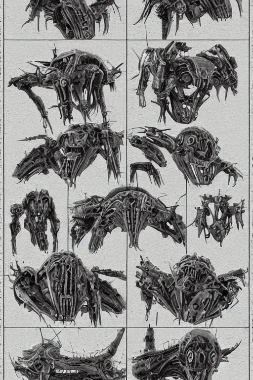 Image similar to quintessa transfomers with gunmetal grey skin, medical anatomy, very symmetrical face, highly detailed, mecha, three - perspective / three - view reference sheet ( front / back / side ), in the style of dan ouellette, hr giger, sil from species, dren from splice, biomechanical, artstation, unreal engine