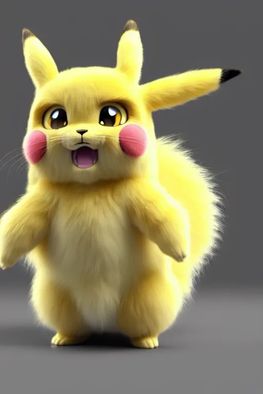 Image similar to high quality 3 d render hyperrealist very cute muted color fluffy! pikachu cat hybrid highly detailed, vray smooth, in the style of detective pikachu, hannah yata charlie immer, soft indoor light, low angle, uhd 8 k, sharp focus