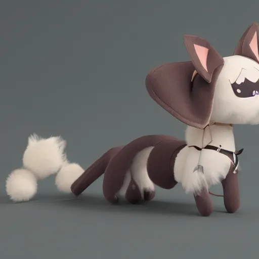 Prompt: cute fumo plush doge girl, floppy ears, gothic maiden, furry anime, vray, tired, napping