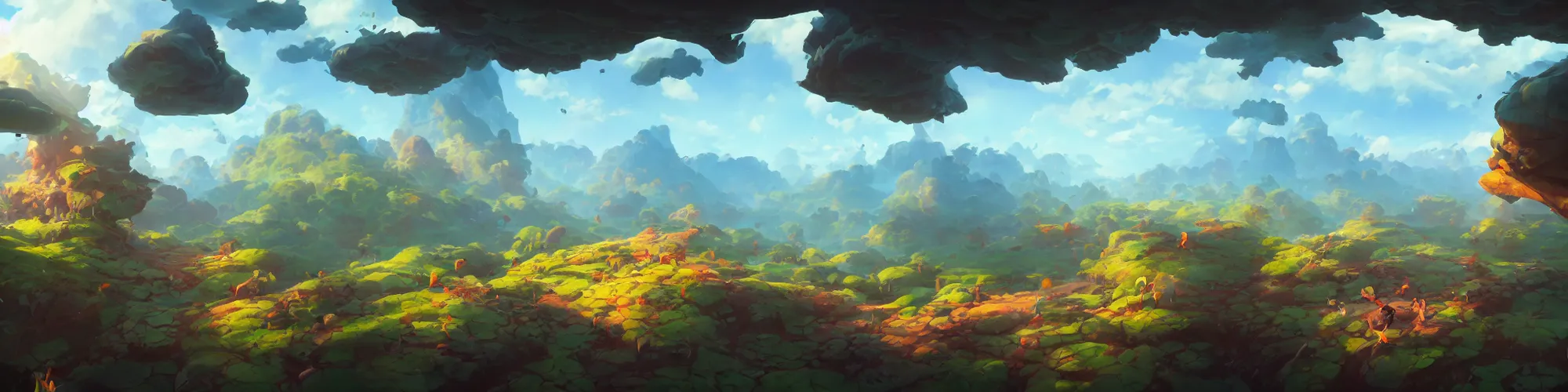 Image similar to 3 6 0 panoramic dynamics matte painting acrylic blur oil wonderland yoshi kurbi dofus, hight contrast,, behance hd by jesper ejsing, by rhads, makoto shinkai and lois van baarle, ilya kuvshinov, rossdraws global illumination