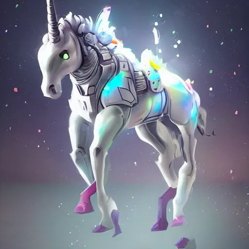 Image similar to unicorn robot in yeong gyun lee style artstation, because its irrelevant and not accurate, pinterest, perfect dynamic position, extremely realistic and highly details, bokeh, reduce duplication interference