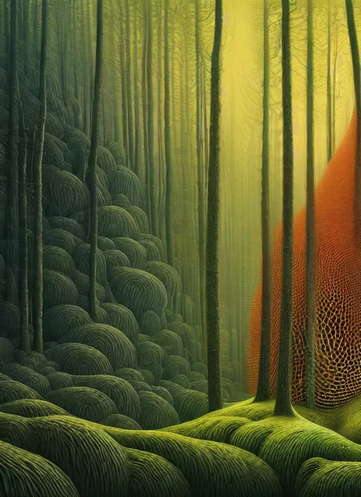 Prompt: hyper detailed 3d render like an Oil painting - Portrait of a forest by Jacek Yerka, Mariusz Lewandowski, Houdini algorithmic generative render, Abstract brush strokes, Masterpiece, Edward Hopper and James Gilleard, Zdzislaw Beksinski, Mark Ryden, Wolfgang Lettl, hints of Yayoi Kasuma, octane render, 8k