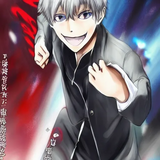 Image similar to Ken Kaneki, holding a skateboard, Hiroaki Tsutsumi style