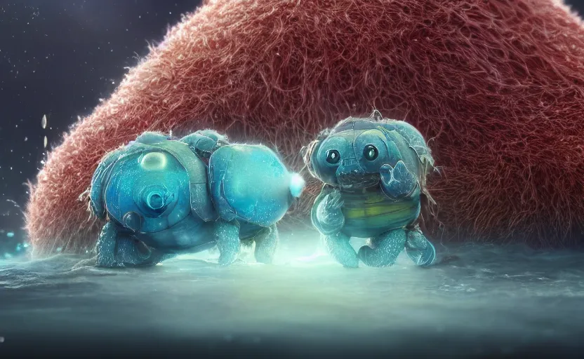 Image similar to microscopic tardigrades world, water bear, concept art, intricate details, highly detailed, photorealistic, disney pixar, octane render, iridescent, anime, 8 k