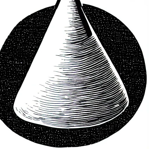 Image similar to mage pointy hat vector art, logo, whimsical, minimalistic, black and white, clear edges, no watermarks