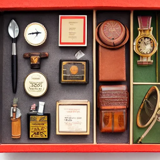 Image similar to vintage gift box for men, old school, wes anderson style