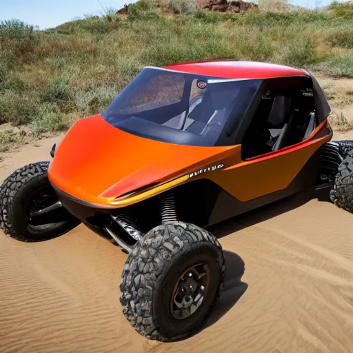 Prompt: tesla dune buggy off - roading