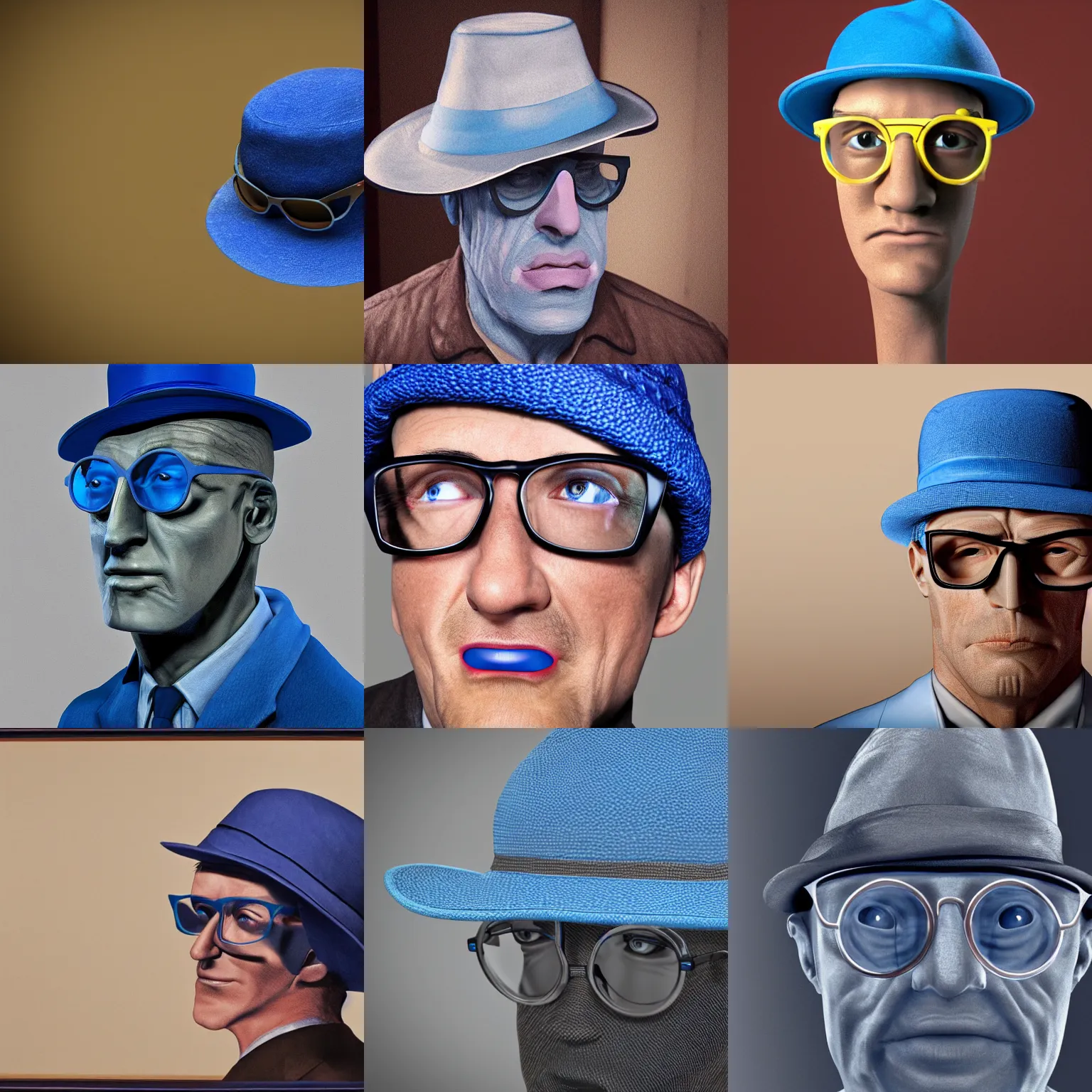 Prompt: the invisible man with the blue hat and glasses,photorealistic,4k