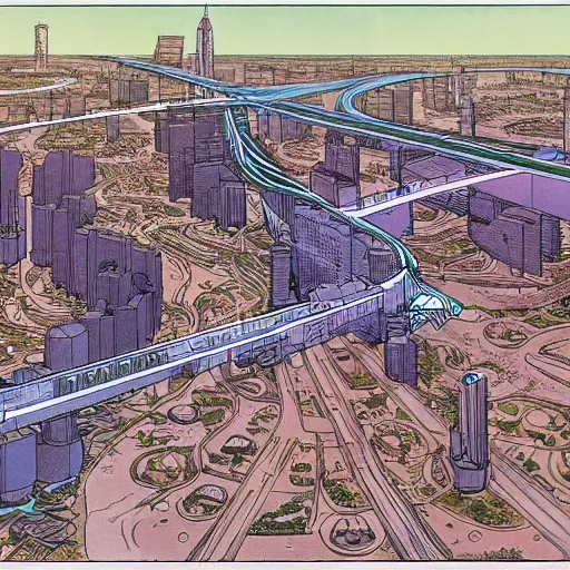 Image similar to The grand internet junction as imagined by Jodorowski and drawn by moebius, clean style, high-detail