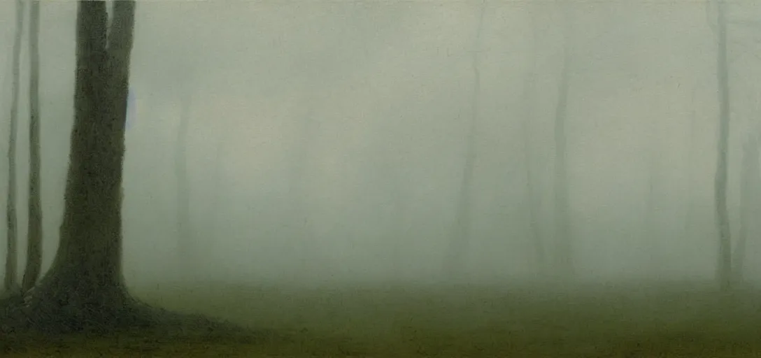 Image similar to foggy pinewood , early in the morning, painting by Caspar David Friedrich