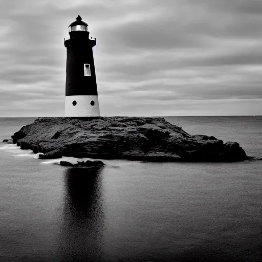 Image similar to An abstract lighthouse with the sea, crime fiction style