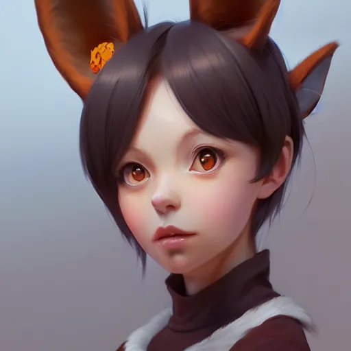 Image similar to character design portrait of an anthropomorphic furry fox girl with ears and a tail, 4 k, concept art, by wlop, ilya kuvshinov, artgerm, krenz cushart, pixiv.