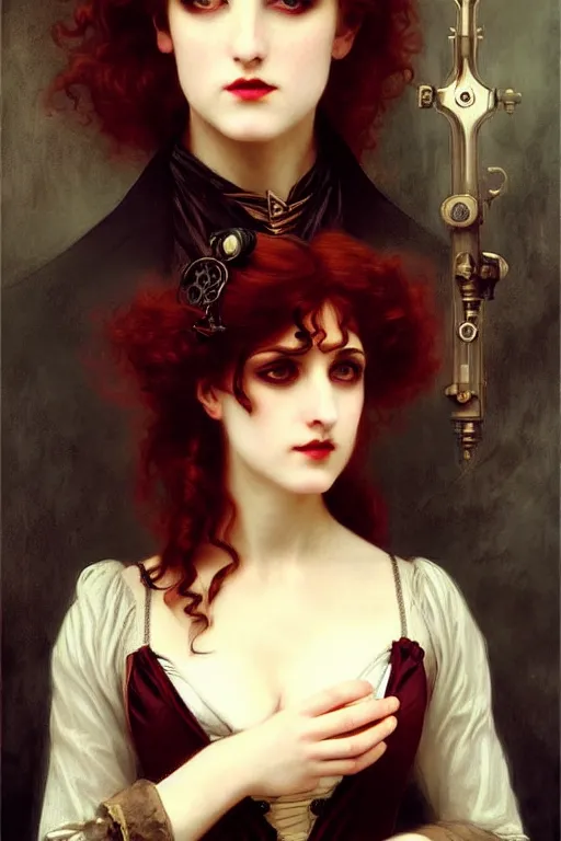 Image similar to steampunk victorian vampire elegant, painting by rossetti bouguereau, detailed art, artstation