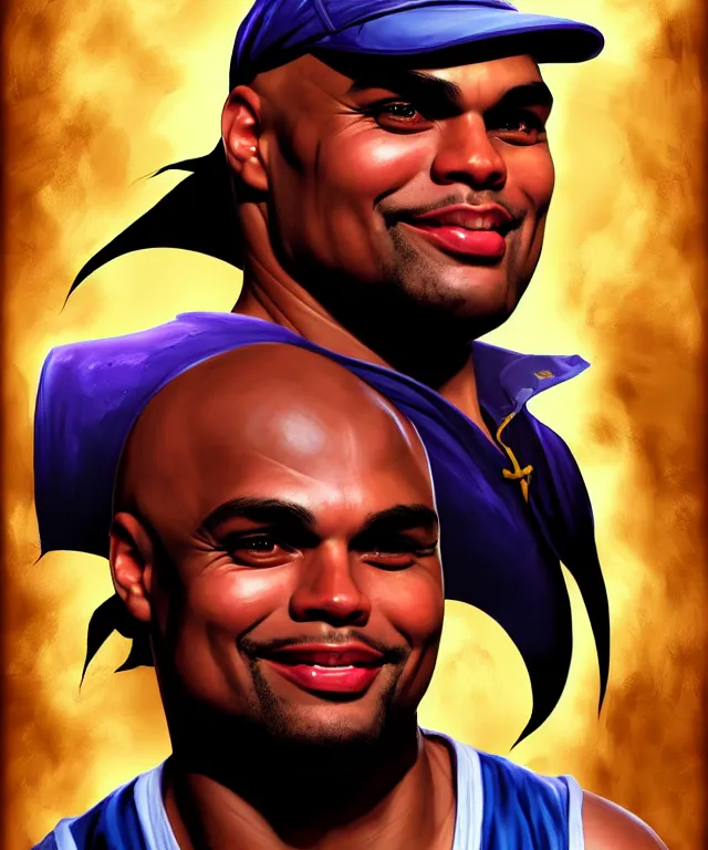 Image similar to fantasy comic style portrait of ( 1 9 9 2 charles barkley ) as a pirate, digital illustration by ken taylor and sana takeda, hd, 4 k, intricate, highly detailed!!, character design, cover art, award winning