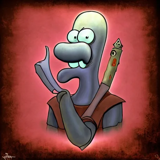 Image similar to squidward as a dark souls boss, Art Deco