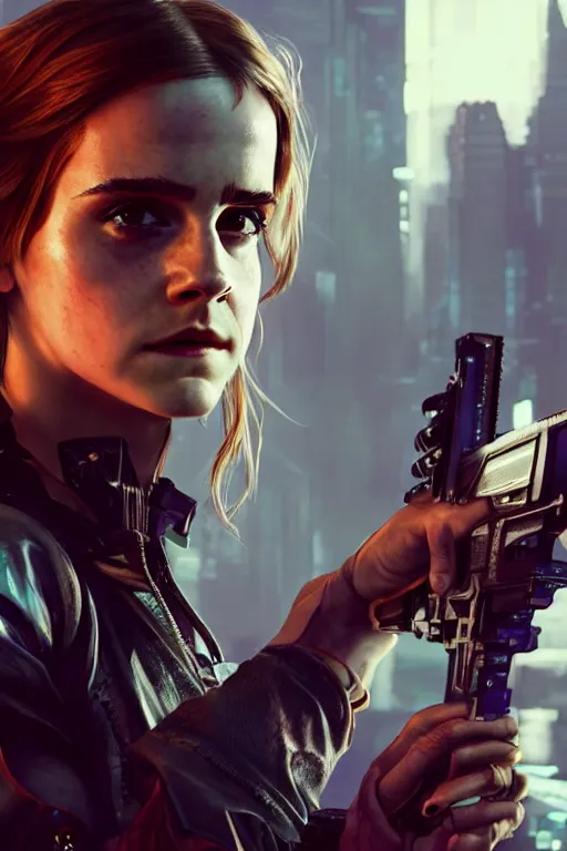Prompt: A film still of emma watson as a character in cyberpunk 2077, highly detailed, digital painting, artstation, concept art, sharp focus, illustration, cinematic lighting, art by artgerm and greg rutkowski and alphonse mucha diffuse lighting, fantasy, intricate, elegant, highly detailed, lifelike, photorealistic, digital painting, artstation, illustration, concept art, smooth, sharp focus, art by John Collier and Albert Aublet and Krenz Cushart and Artem Demura and Alphonse Mucha