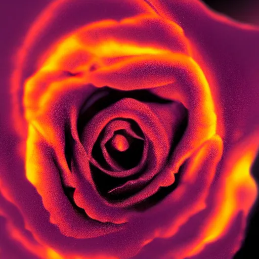 Prompt: award - winning macro of a beautiful rose made of molten lava!!! on black background by harold davis, georgia o'keeffe and harold feinstein, highly detailed, hyper - realistic, nebula color, inner glow, trending on deviantart, artstation and flickr, nasa space photography, national geographic