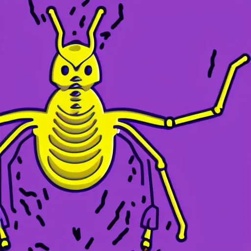 Image similar to human man that resembles a wasp morh in surreal sketch style, blue and yellow gradient, noise, ultrafine detail, hd 8k, logo illustration