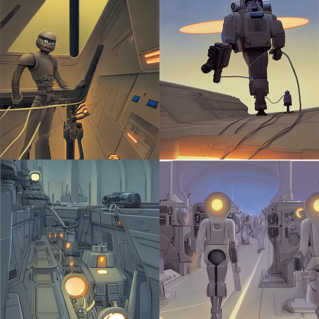 Prompt: many years gone, but wires are buzzed about the same things, digital art, illustration, highly detailed, no crop, art by ralph mcquarrie