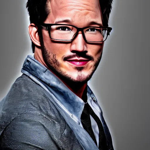 Image similar to markiplier and chris pratt combined, 4k headshot photography