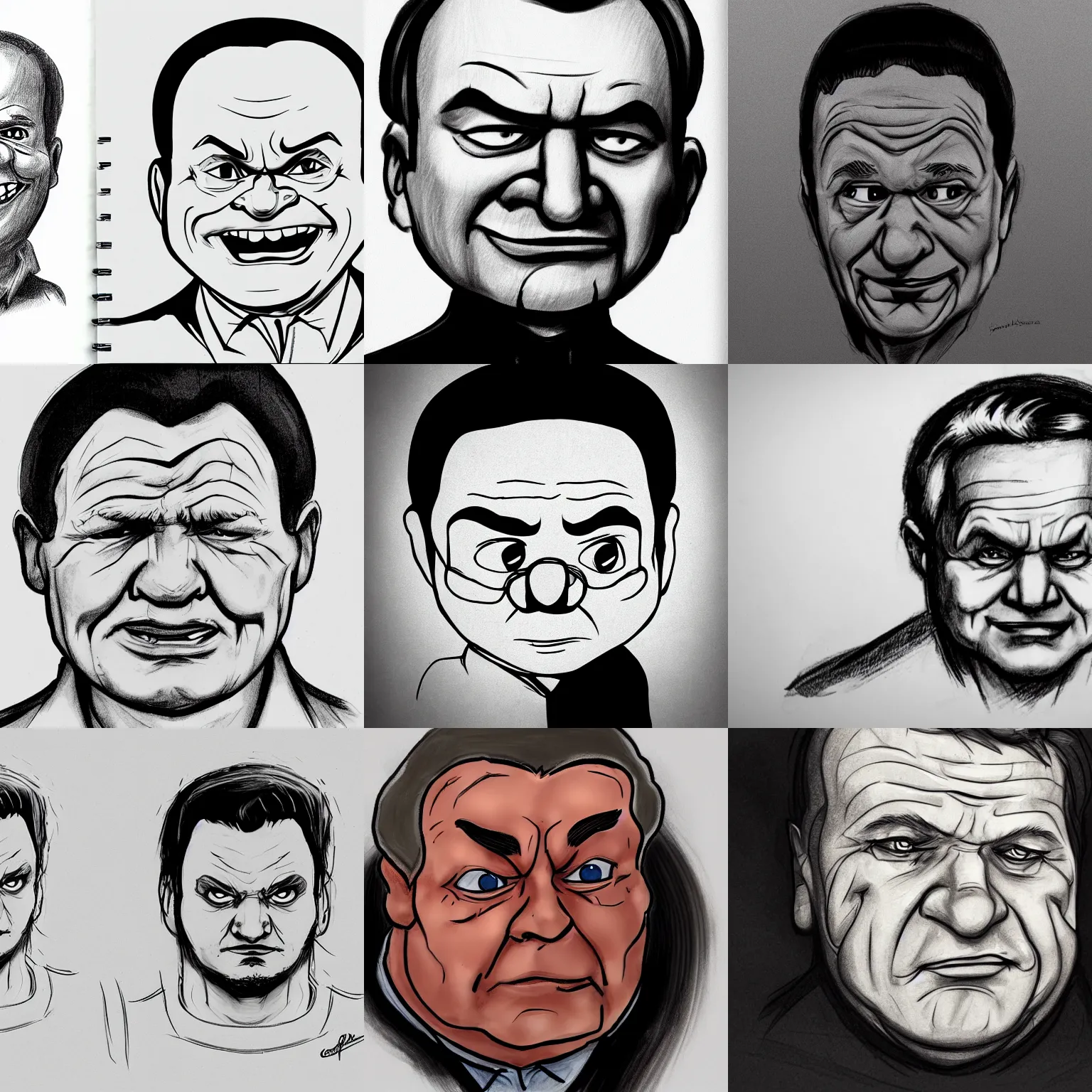 Prompt: lech kaczynski as disney character, face macro shot, 2 d concept art sketch ink
